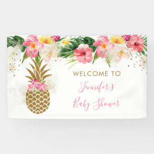 Banderoles Baby shower floral tropical d'ananas