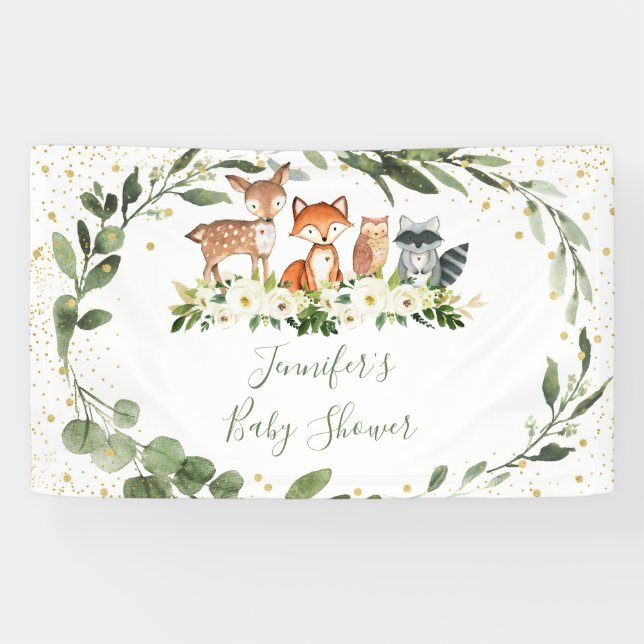 Banderoles Baby shower forestier Végétation Forêt Animaux (Horizontal)