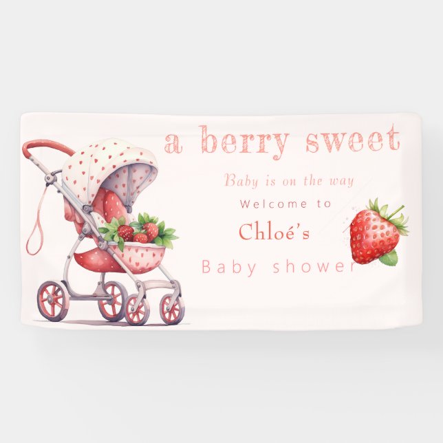 Banderoles baby shower fraise (Horizontal)
