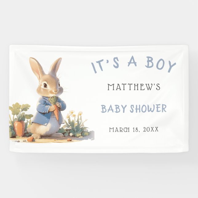 Banderoles Baby shower garçon Blue Peter Rabbit (Horizontal)