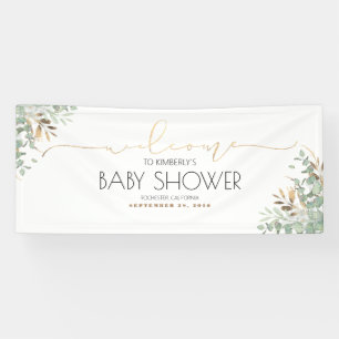 Banderoles Baby shower Gold Greenery Branches