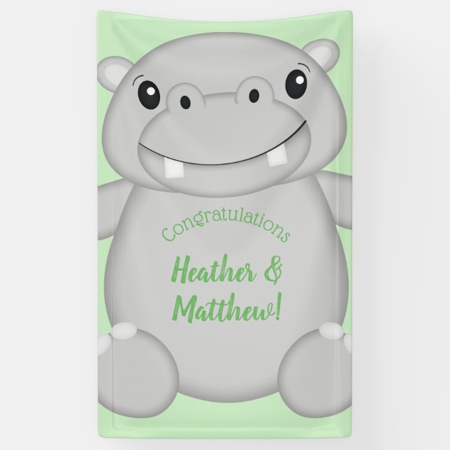 Banderoles Baby shower Hippo (Vertical)