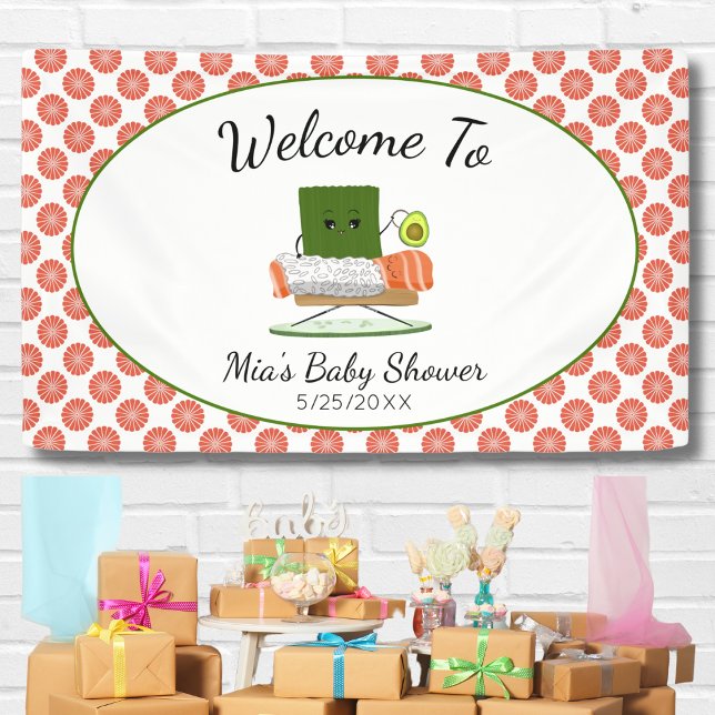 Banderoles Baby shower Kawaii : Sushi et Rouleau Saumon Bienv (Créateur téléchargé)