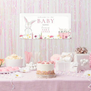 Banderoles Baby shower lapin Fleur sauvage coloré