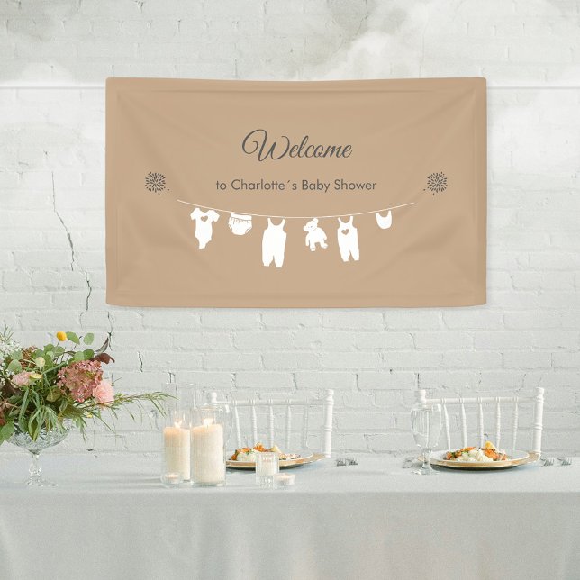 Banderoles Baby shower minimaliste Sand Boho Bienvenue (Sand Boho Minimalist Baby Shower Welcome Banner ©Susanne Sachers - Sunny Mind 🌞)
