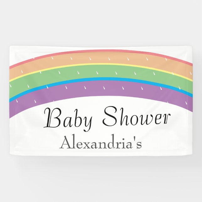 Banderoles Baby shower moderne arc-en-ciel neutre (Horizontal)