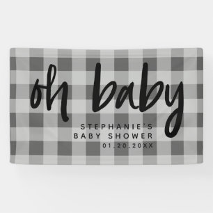Banderoles Baby shower moderne gris En vichy