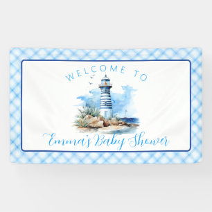 Banderoles Baby shower Nautical Blue Lighthouse Boy