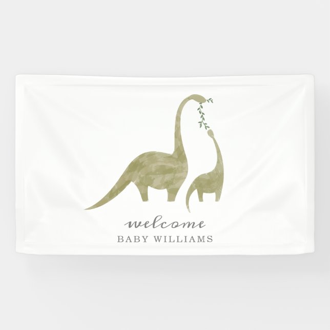 Banderoles Baby shower neutre maman et bébé dinosaure (Horizontal)