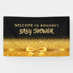 Banderoles Baby shower noir or monogramme bienvenue