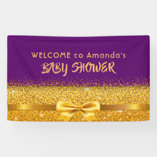 Banderoles Baby shower or violet nom monogramme d'accueil