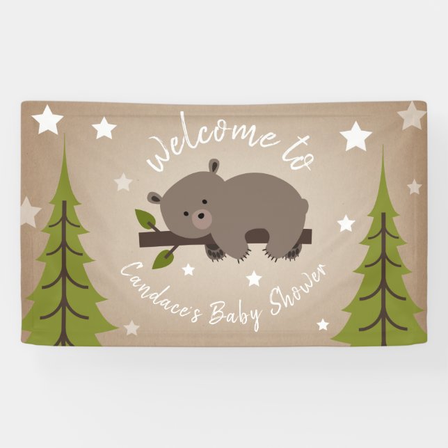 Banderoles Baby shower Ours couché (Horizontal)