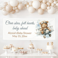 Baby Shower Ours en peluche Vintage Avion