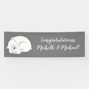 Banderoles Baby shower Ours polaire Hiver gris Sexe Neutre