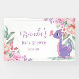 Banderoles Baby shower papillon rose violet Dinosaure papillo