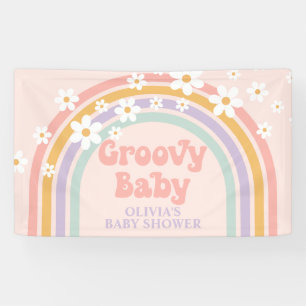 Banderoles Baby Shower Pastel arc-en-ciel Groovy Baby