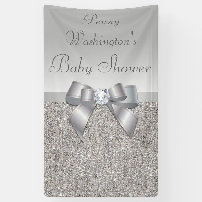 Banderoles Baby shower personnalisé d'arc de paillettes (Vertical)