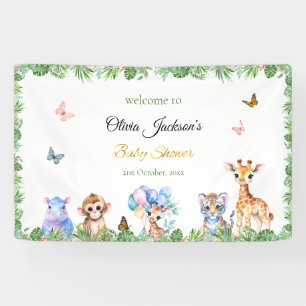 Banderoles Baby shower personnalisé sur le thème de la jungle