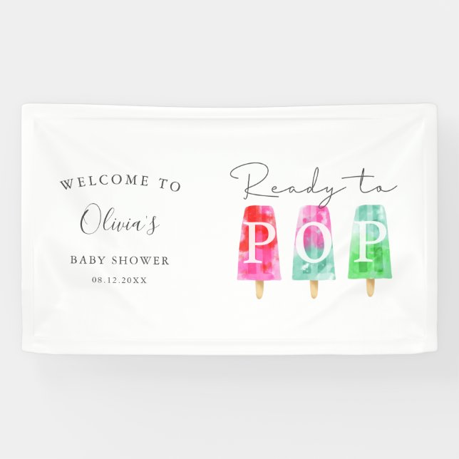Banderoles Baby shower Popsicle prêt à la pop Welcome (Horizontal)