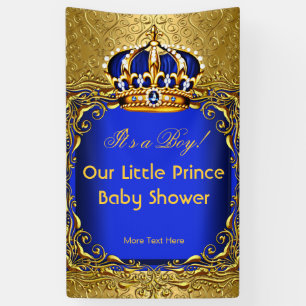 Banderoles Baby shower Prince Blue Gold Damask Boy 2