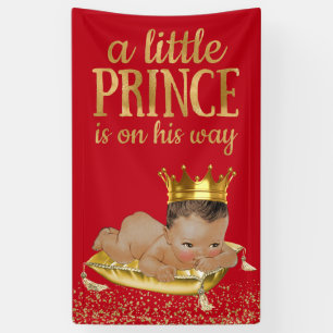 Banderoles Baby shower Prince ethnique rouge et or