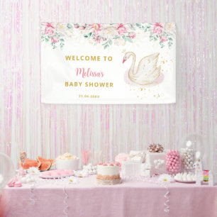 Banderoles Baby shower Princess Swan Bienvenue