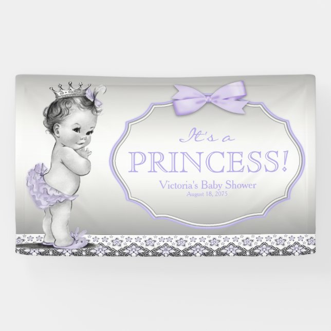 Banderoles Baby shower Princesse violette (Horizontal)