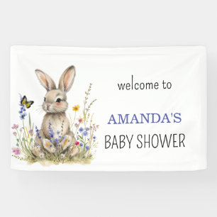 Banderoles Baby shower Quelques fleurs sauvages lapins