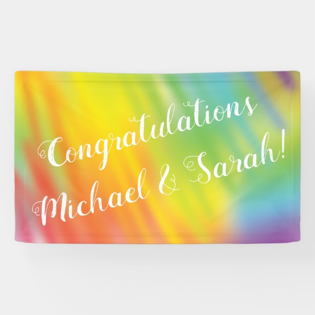 Banderoles Baby shower Rainbow Tie Dye (Horizontal)