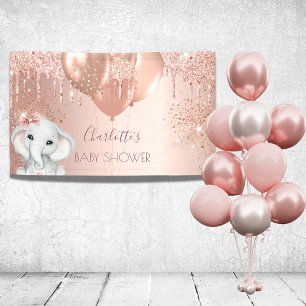 Banderoles Baby shower rose or parties scintillant éléphant f