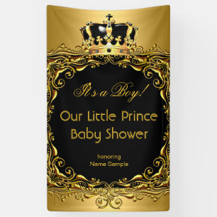 Banderoles Baby shower Royal Gold Black Crown Boy 2