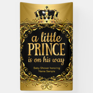 Banderoles Baby shower Royal Gold Black Crown Boy 3