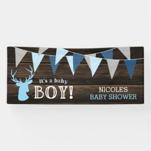 Banderoles Baby shower rustique Bois Bleu Cerf