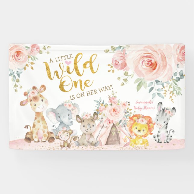 Banderoles Baby shower Safari de la Jungle Tribale sauvage d' (Horizontal)