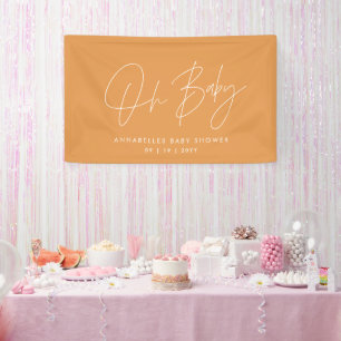 Banderoles Baby shower script moderne audacieux orange élégan