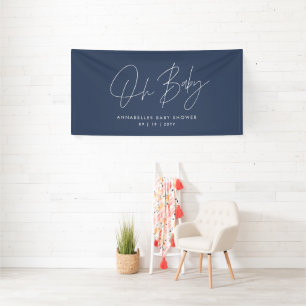 Banderoles Baby shower script moderne marine bleu élégant