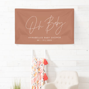 Banderoles Baby shower script moderne terre cuite élégante