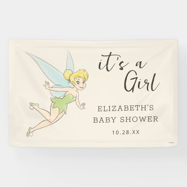 Banderoles Baby shower simple Tinker Bell Girl (Horizontal)