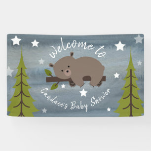 Banderoles Baby shower somnolent d'ours d'aquarelle