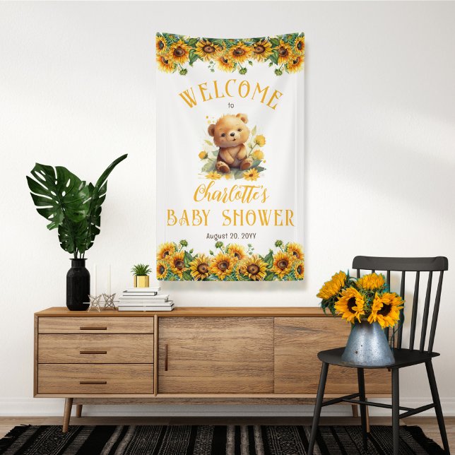 Banderoles Baby shower Teddy Bear et Sunflower (Créateur téléchargé)