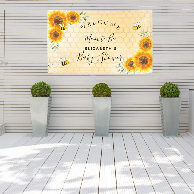 Banderoles Baby shower tournesol miellerie maman à abeille (Créateur téléchargé)