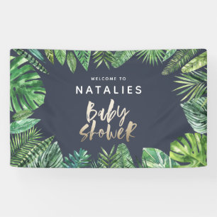 Banderoles Baby shower tropical de manuscrit de palmette et