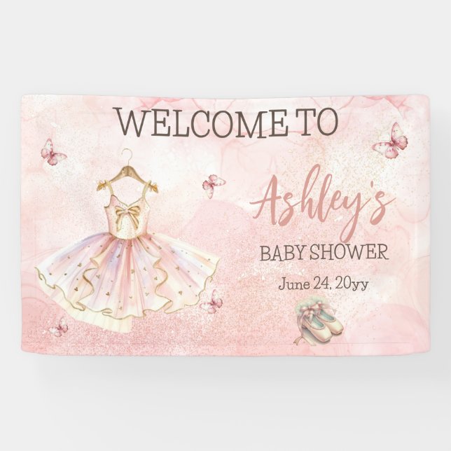 Banderoles Baby shower Tutu rose Ballerina (Horizontal)