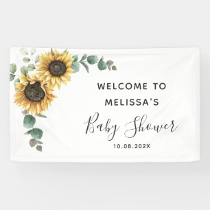 Banderoles Baby shower vert de tournesol floral Eucalyptus
