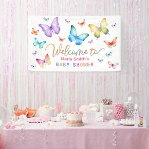 Banderoles Baby shower Whimsical Butterfly Bienvenue