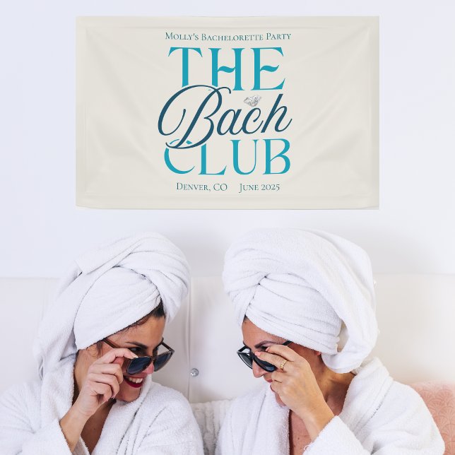 Banderoles Bach Club Moderne Simple Bleu Bachelorette Party (The Bach Club banner with modern blue font – perfect for bachelorette or bridal celebrations!)