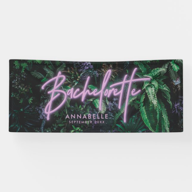 Banderoles Bachelorette banne de néon violet clair moderne (Horizontal)