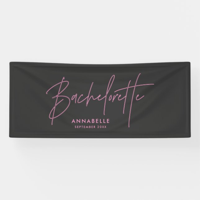 Banderoles Bachelorette de néon rose vif moderne (Horizontal)