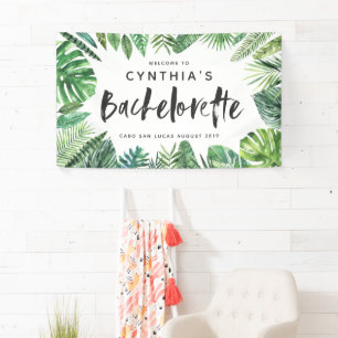 Banderoles Bachelorette tropical de palmette et de manuscrit