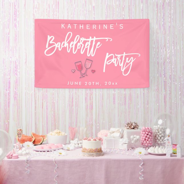 Banderoles Bachelorte Rose Et Blanc (Fête)